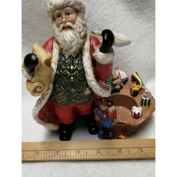 Partylite Santa Claus Tealight Holder wit Toy Bag 7" Tall Hand-Painted - Picture 2 of 15